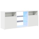 Blanc meuble tv - solomon - table de t�l�vision avec lumi�res led blanc 120x30x50 cm lv364