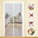 Blanc moustiquaire porte magn�tique 110x210cm rideau anti mouche bande adh�sive fermeture automatique ...