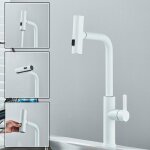 Blanc robinet de cuisine avec douchette extractible mitigeur robinet vier de cuisine avec rotatif  ...