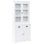 (blanc)vaisselier avec 4 portes mdf et bois de pin 80x40x180 cm - signol - meuble de rangement 989900 ...