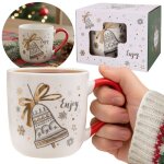 Blanche tasse de no�l en porcelaine avec anse et motif de cloche ? emball�e dans une bo�te cadeau 320 ...