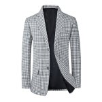Blazer homme � carreaux slim fit veste d�contract� business deux boutons pour printemps et automne - ...