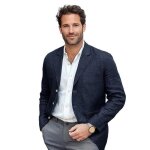 Blazer homme en coton slim fit casual printemps veste homme automne 3 boutons - bleu marine