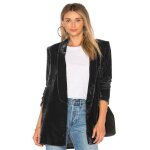 Blazer en velours doré ecelen pour femme coupe slim tendance simple décontracté polyvalent noir Blazer en velours doré ecelen pour femme coupe slim tendance simple décontracté polyvalent noir