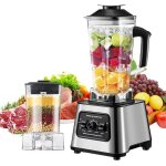 Blender 6000w mixeur blender multifonctionnel mixeur smoothie rcipient en verre 2. 5l 2 en 1 4 lames ...