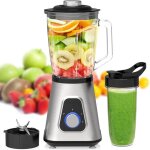 Blender mixeur 1300w - 2 - in - 1 blender professionnel avec bol verre 15 l & tasse 600ml robots multifonction ...