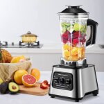 Blender multifonction - 9 vitesses - 2 en 1 - 6000 w - 25 l - avec 4 lames en acier inoxydable - pour ...
