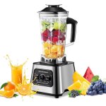 Blender puissant 6000w mixeur multifonction 2l + 0. 5l blender smoothie professionnel avec 9 vitesses ...