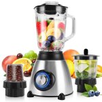 Blender smoothie 1. 5 l 1000w blender mixeur multifonctionnel 5 vitesses et broyeur  grains 350 ml pour ...