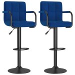 Bleu lot de 2 chaises fauteuil - tabourets de bar - design ergonomique - bleu tissu @eu1218200