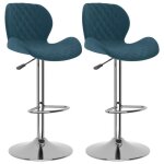 Bleu lot de 2 chaises fauteuil - tabourets de bar - design ergonomique - bleu velours @eu5873973