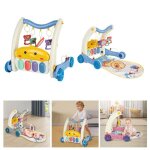 Bleu trotteur b�b� et chariot de marche avec fonction musique et tapis dactivit� pour b�b� 2 en 1 jouet ...