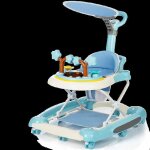 Bleu trotteur �volutif de b�b� 6 - 18 mois marcheur pliable avec 4 hauteur r�glable et musique avec poign�e ...