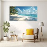 Bleublanc paysage plage mer impression sur toile d�coration nature mer plage tableau salon decoratifs ...