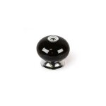 Blister avec 4 boutons de meuble ronds en porcelaine finition noire mod. e517 �40mm rei.