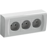 Bloc 3 prises avec terre saillie - legrand - 2p + t 16a - blanc - rectangulaire - 90mm - 185mm - horizontal ...