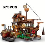 Blocs de construction ch�teau de forteresse �le pirate 675pcs kit jeu jouet micro bloc