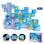 Blocs de construction magn�tiques70 pi�ces cubes magn�tiques avec lumineux jeu �ducatif montessori pour ...