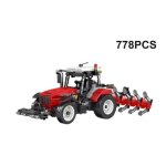 Bloc de construction tracteur agricole rouge avec charrue ? 778 pi�ces ? engin inspir� case ih ? v�hicule ...