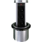 Bloc multiprise encastrable 3 prises 16a 2p + t 100mm - gris - otio