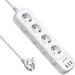Bloc multiprise avec 4 prises interrupteur individuel multiprise avec 3 ports usb chargeur prise multi ...