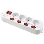 Bloc multiprise - blanc - 4 prises 16a + t - 5 interrupteurs - chargeur usb c et a - multiple charge ...