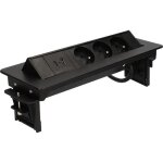 Bloc multiprise - noir - 3 prises + 2 ports usb - usb et usb - c - intrieur - escamotable
