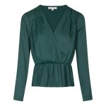 Blouse femme morgan avec manches longues et col v sapin satin