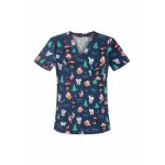 Blouse mdicale - bleu marine  plusieurs motifs (nol) - xl