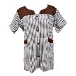 Blouse de travail boutonne pour femme tablier sans manches blouse vichy marron