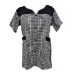 Blouse de travail boutonne pour femme tablier sans manches blouse vichy noir