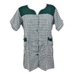 Blouse de travail boutonne pour femme tablier sans manches blouse vichy verte