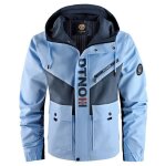 Blouson bicolore a capuche homme automne casual - bleu