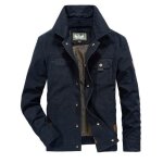 Blouson en coton homme printemps et automne casual veste militaire multi - poches grande taille couleur ...