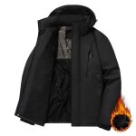 Blouson hiver homme chaud avec capuche amovible doubl polaire impermable couleur contrast pour automne ...