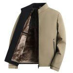 Blouson hiver homme doubl polaire col montant casual veste chaude epaissie couleur unie pour automne ...