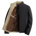 Blouson hiver homme doubl polaire col montant casual veste chaude epaissie couleur unie pour automne ...