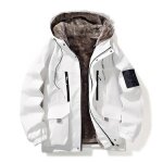 Blouson homme capuche hiver doubl polaire casual veste chaude epaissie regular fit multi poches couleur ...