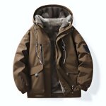 Blouson homme capuche hiver doubl polaire casual veste chaude epaissie regular fit multi poches couleur ...