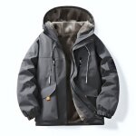 Blouson homme capuche hiver doubl� polaire casual veste chaude epaissie regular fit multi poches couleur ...