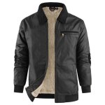 Blouson homme en coton doublure polaire impermable chaude - noir