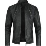 Allthemen blouson homme en cuir bomber moto zipp casual veste cool
