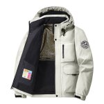 Blouson homme hiver à capuche chaud doublé polaire veste cargo imperméable couleur unie pour automne ... Blouson homme hiver à capuche chaud doublé polaire veste cargo imperméable couleur unie pour automne ...
