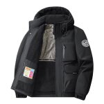 Blouson homme hiver  capuche chaud doubl polaire veste cargo impermable couleur unie pour automne ...