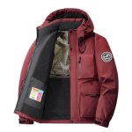Blouson homme hiver  capuche chaud doubl polaire veste cargo impermable couleur unie pour automne ...