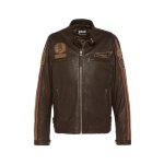 Blouson motard homme schott ref 66907 marron