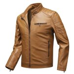 Blouson de moto cuir homme - marron - veste jacket pu moto - blouson de sports dext�rieur - automne hiver ...