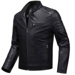 Blouson de moto cuir homme - noir - veste jacket pu moto - blouson de sports dext�rieur - automne hiver ...