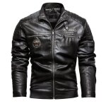 Blouson de moto cuir homme peluche blouson de moto bomber - veste pu de sport automne hiver - gris s ...