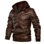 Blouson de moto cuir homme - veste jacket pu moto bomber - blouson de sport automne hiver marron